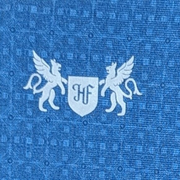 NWT Hickey Freeman Blue Short Sleeve Golf Polo with Geometric Print, size M - Picture 5 of 6